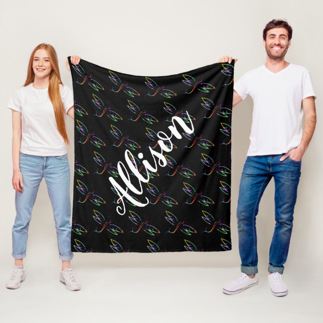 Farbenfrohe Libellen personalisierte Fleecedecke (Beispiel)