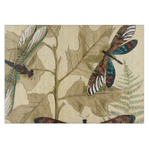 Farbenfrohe Libellen über den Blätter schweben Schneidebrett