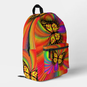 Farbenfrohe Lichter Fliegender Gold Schmetterling- Bedruckter Rucksack