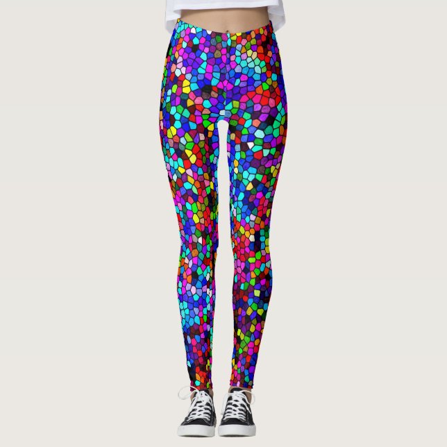 Farbenfrohe Lichter Mosaik Kunst Leggings (Vorderseite)