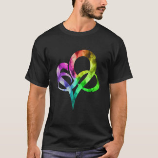 Farbenfrohe Lichter Unendlichkeit Herz Poly Pride T-Shirt