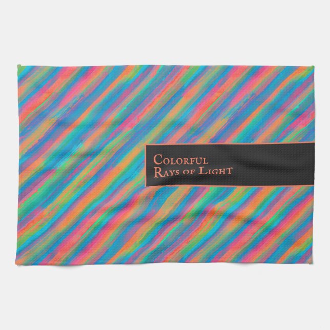 Farbenfrohe Lichtstrahlen fallen in Dunkelheit Geschirrtuch (Horizontal)