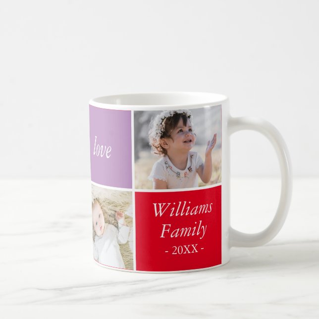 Farbenfrohe Liebe des Friedens und Familienname de Kaffeetasse (Rechts)