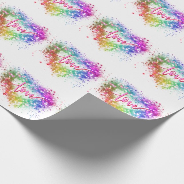 Farbenfrohe Liebe des Glitzer Geschenkpapier (Ecke)