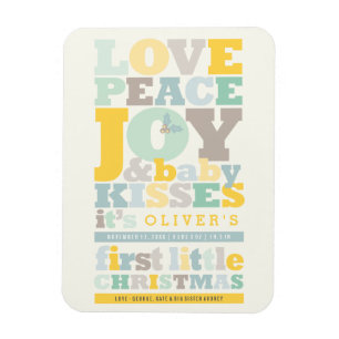 Farbenfrohe Liebe Frieden Freude und Baby Kisses B Magnet