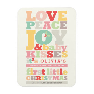 Farbenfrohe Liebe Frieden Freude und Baby Kisses B Magnet