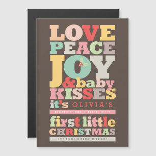 Farbenfrohe Liebe Frieden Freude und Baby Kisses B Magnetkarte