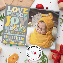 Farbenfrohe Liebe Frieden Freude und Baby Kisses F Magnetkarte