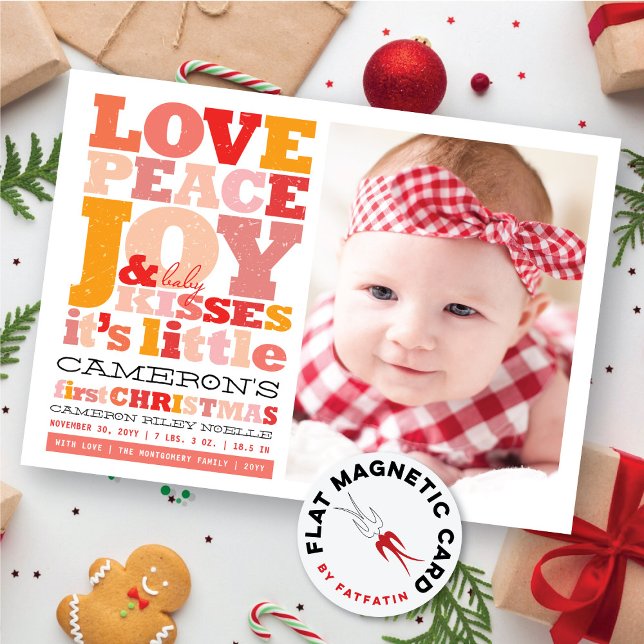 Farbenfrohe Liebe Frieden Freude und Baby Kisses F Magnetkarte (Von Creator hochgeladen)