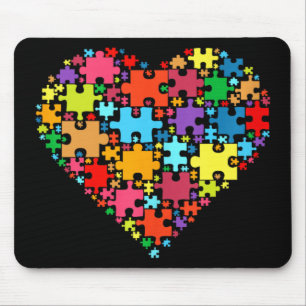 Farbenfrohe Liebe Herzform - Puzzle Autismus Aware Mousepad