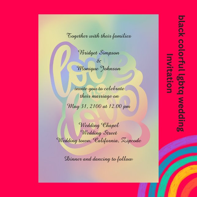 farbenfrohe Liebe lgbtq Hochzeit Einladung (colorful elegant lgbtq love Wedding Invitation by wedding Hobinishop)