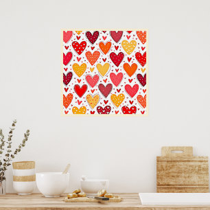 Farbenfrohe Liebe Muster Poster