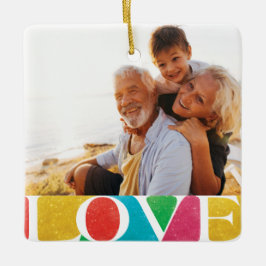 farbenfrohe LIEBE PEACE JOY fröhliche Weihnachten  Keramikornament