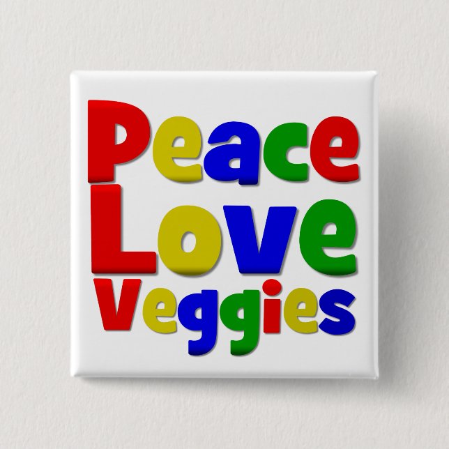 Farbenfrohe Liebe Veggies Button (Vorderseite)