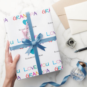 Farbenfrohe "Liebe You Opa" - Spaß & Herz Geschenkpapier