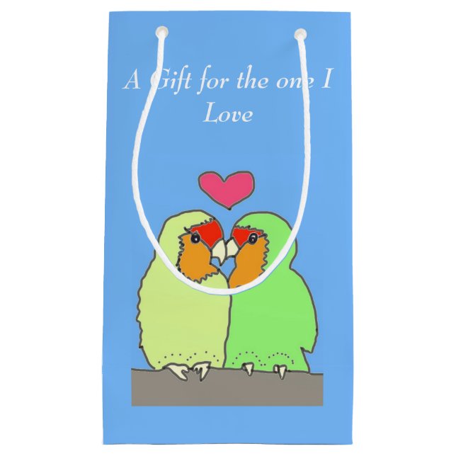 Farbenfrohe Liebesvögel Valentinin Kleine Geschenktüte (Vorderseite)