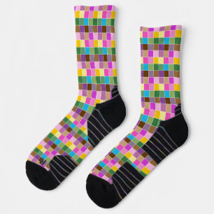 Farbenfrohe Lila Karo Micros Muster Stilvoll Socken