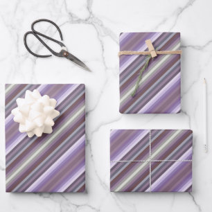 Farbenfrohe lila Modenschau inspirierte Streifen Geschenkpapier Set