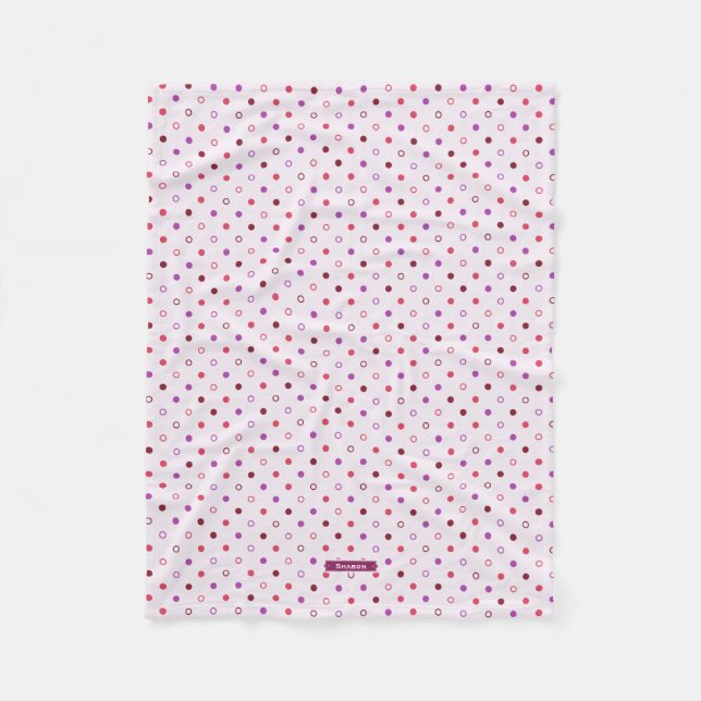 Farbenfrohe lila Polka-Punkte-Muster Fleecedecke (Vorderseite)