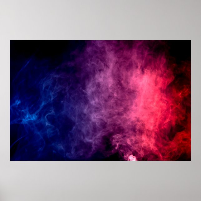 Farbenfrohe lila und blaue Rauchwolken auf der dun Poster (Vorne)