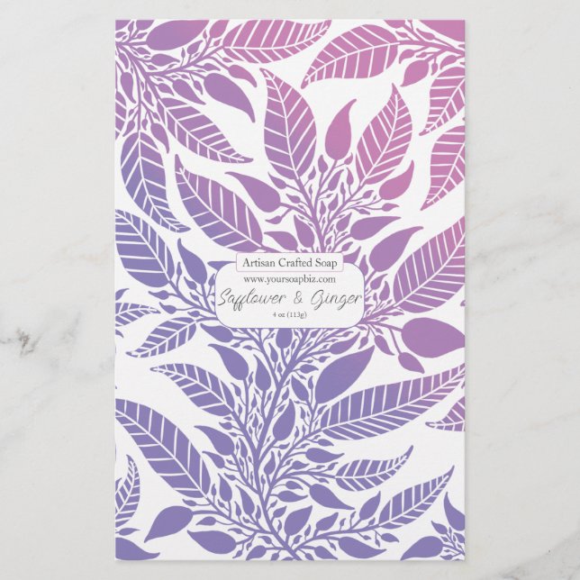 Farbenfrohe Lila und rosa Leafondesign Seifenwrap (Vorderseite)