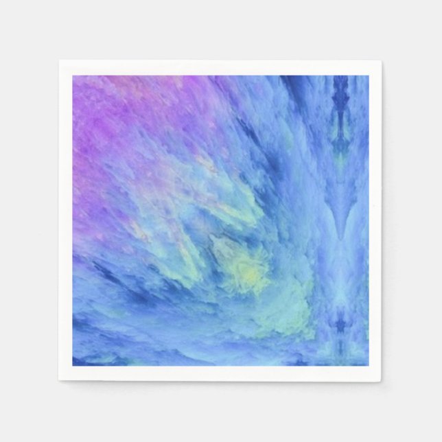 Farbenfrohe lila violette, blaugrüne abstrakte Kun Serviette (Vorderseite)