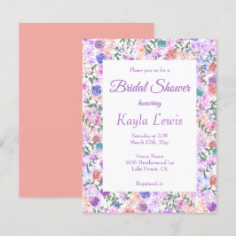 Farbenfrohe Lilac, Peach, Pink, Blue Brautparty Einladung