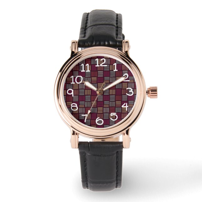 Farbenfrohe Linien aufgetragen Armbanduhr (Vorderseite)