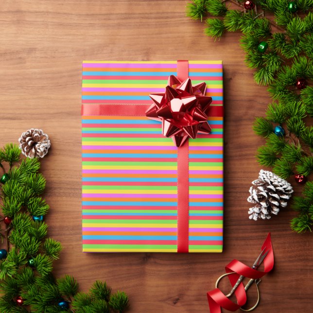 Farbenfrohe Linien Rainbow Patel Farbe Geschenkpapier (Feiertagsgeschenk)