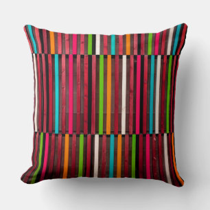 Farbenfrohe Linien Wood Blue Orange Muster Fun Kissen