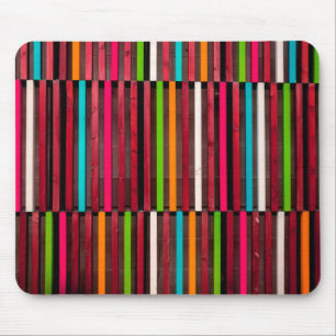 Farbenfrohe Linien Wood Blue Orange Muster Fun Mousepad