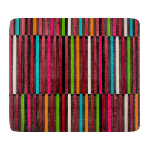 Farbenfrohe Linien Wood Blue Orange Muster Fun Schneidebrett