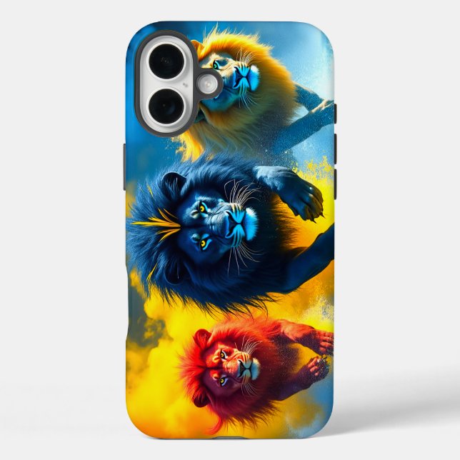 Farbenfrohe Lions Fall iPhone 16 Plus Hülle (Rückseite)