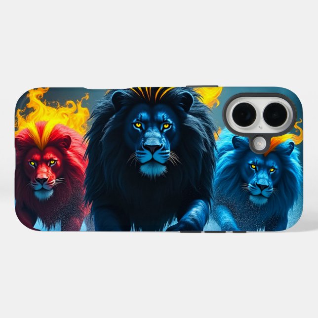 Farbenfrohe Lions Fall iPhone 16 Plus Hülle (Rückseite (Horizontal))