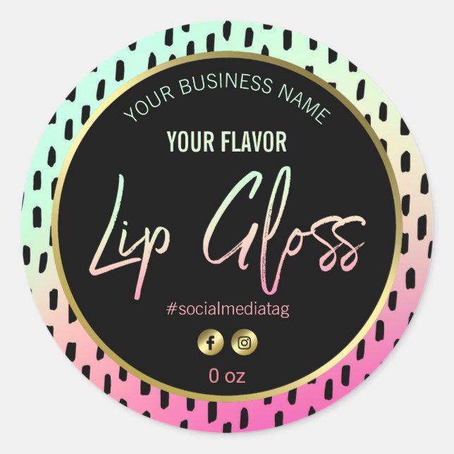 Farbenfrohe Lip Gloss Labels ausstechen Runder Aufkleber (Vorderseite)