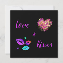 Farbenfrohe Lippen mit Liebe & Kisses Feiertagskarte