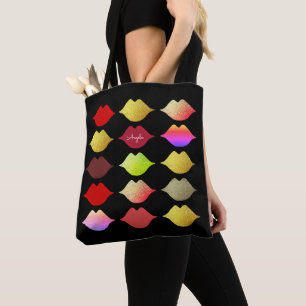 Farbenfrohe Lips Make-up Künstler Schönheit schwar Tasche