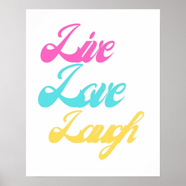 Farbenfrohe Live-Liebe Laugh Script Poster | fröhl (Vorne)