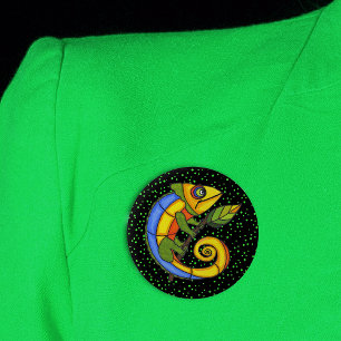 Farbenfrohe Lizard an einer Zweigniederlassung Button