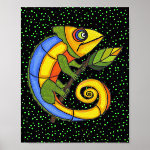 Farbenfrohe Lizard auf einer Zweigstelle Original Poster