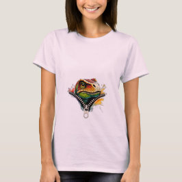 Farbenfrohe Lizard Head Entzipping Effect T-Shirt