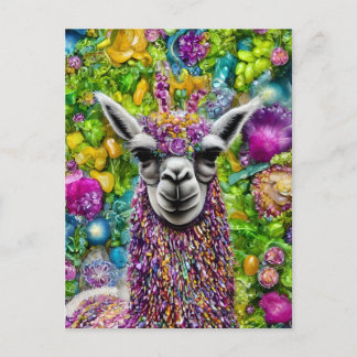 Farbenfrohe Llama Postkarte