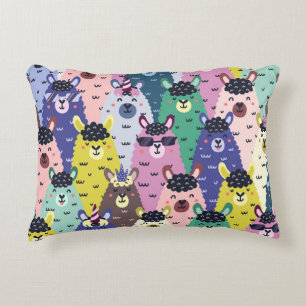 Farbenfrohe Llamas Childish Seamless Hintergrund Dekokissen