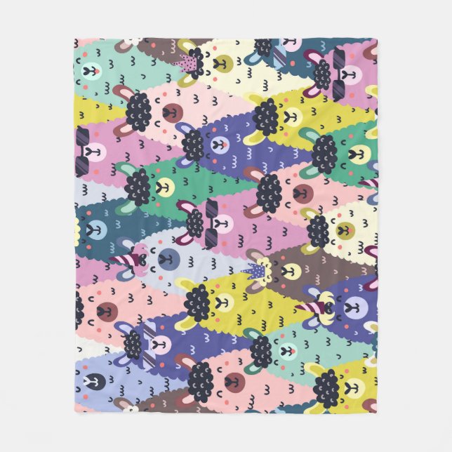 Farbenfrohe Llamas Childish Seamless Hintergrund Fleecedecke (Vorderseite)