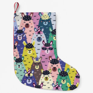 Farbenfrohe Llamas Childish Seamless Hintergrund Kleiner Weihnachtsstrumpf