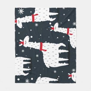 Farbenfrohe Llamas: Schneetier nahtlos. Fleecedecke