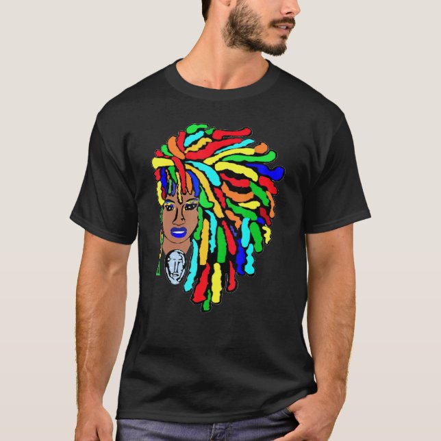 Farbenfrohe Locations Side Afro Dreadlocks Naturha T-Shirt (Vorderseite)