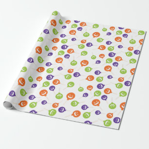Farbenfrohe Lollipops Halloween White Seamless Geschenkpapier