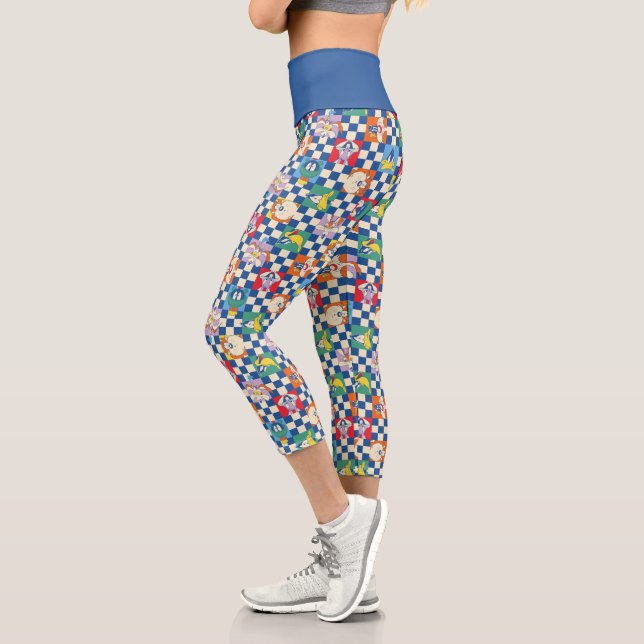 Farbenfrohe LOONEY TUNES™ Schachbrett Toss Pattern Capri Leggings (Links)