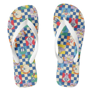Farbenfrohe LOONEY TUNES™ Schachbrett Toss Pattern Flip Flops